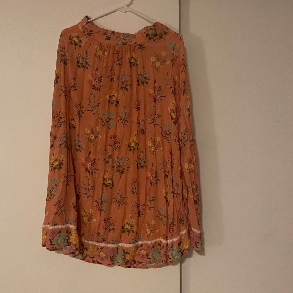 Spell Orange Pleated Midi Skater Skirt
